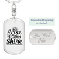 Arise And Shine Cross Keychain Stainless Steel or 18k Gold Dog Tag Keyring-Express Your Love Gifts