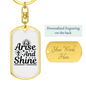 Arise And Shine Cross Keychain Stainless Steel or 18k Gold Dog Tag Keyring-Express Your Love Gifts