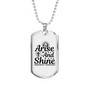 Arise And Shine Cross Necklace Stainless Steel or 18k Gold Dog Tag 24" Chain-Express Your Love Gifts