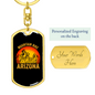 Arizona Mountain Bike Cycling Keychain Stainless Steel or 18k Gold Dog Tag Keyring-Express Your Love Gifts