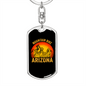 Arizona Mountain Bike Cycling Keychain Stainless Steel or 18k Gold Dog Tag Keyring-Express Your Love Gifts