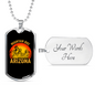 Arizona Mountain Bike Cycling Necklace Stainless Steel or 18k Gold Dog Tag 24"-Express Your Love Gifts