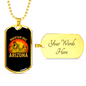 Arizona Mountain Bike Cycling Necklace Stainless Steel or 18k Gold Dog Tag 24"-Express Your Love Gifts