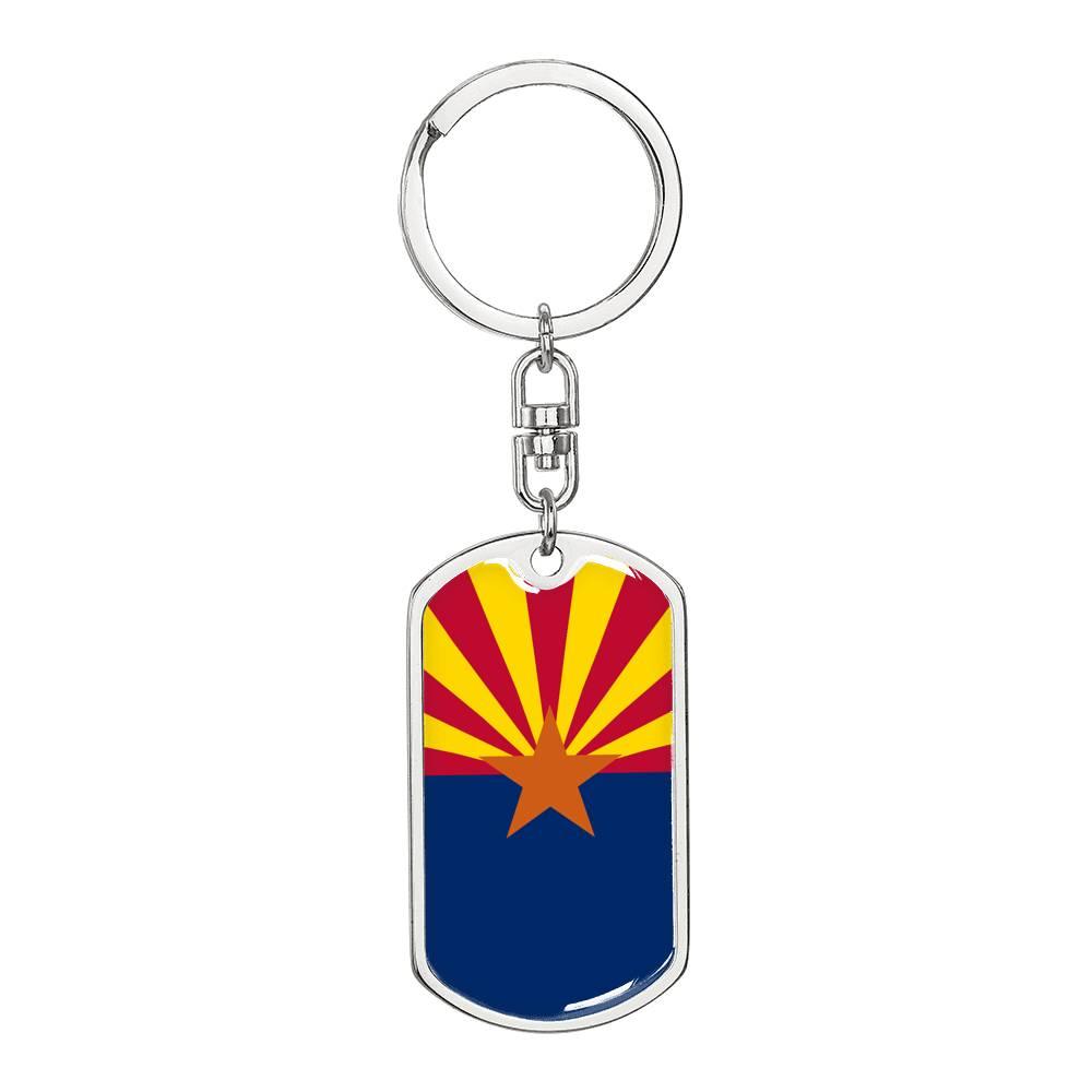 Arizona State Flag Keychain Dog Tag Stainless Steel or 18k Gold-Express Your Love Gifts