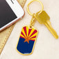 Arizona State Flag Keychain Dog Tag Stainless Steel or 18k Gold-Express Your Love Gifts