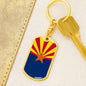 Arizona State Flag Keychain Dog Tag Stainless Steel or 18k Gold-Express Your Love Gifts