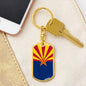 Arizona State Flag Keychain Dog Tag Stainless Steel or 18k Gold-Express Your Love Gifts