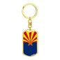Arizona State Flag Keychain Dog Tag Stainless Steel or 18k Gold-Express Your Love Gifts