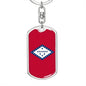 Arkansas State Flag Keychain Dog Tag Stainless Steel or 18k Gold-Express Your Love Gifts