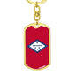 Arkansas State Flag Keychain Dog Tag Stainless Steel or 18k Gold-Express Your Love Gifts