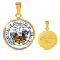 Arkansas State Seal Necklace Circle Pendant Stainless Steel or 18k Gold 18-22"-Express Your Love Gifts