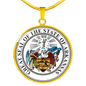 Arkansas State Seal Necklace Circle Pendant Stainless Steel or 18k Gold 18-22"-Express Your Love Gifts