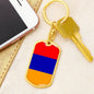 Armenia Flag Keychain Dog Tag Stainless Steel or 18k Gold-Express Your Love Gifts
