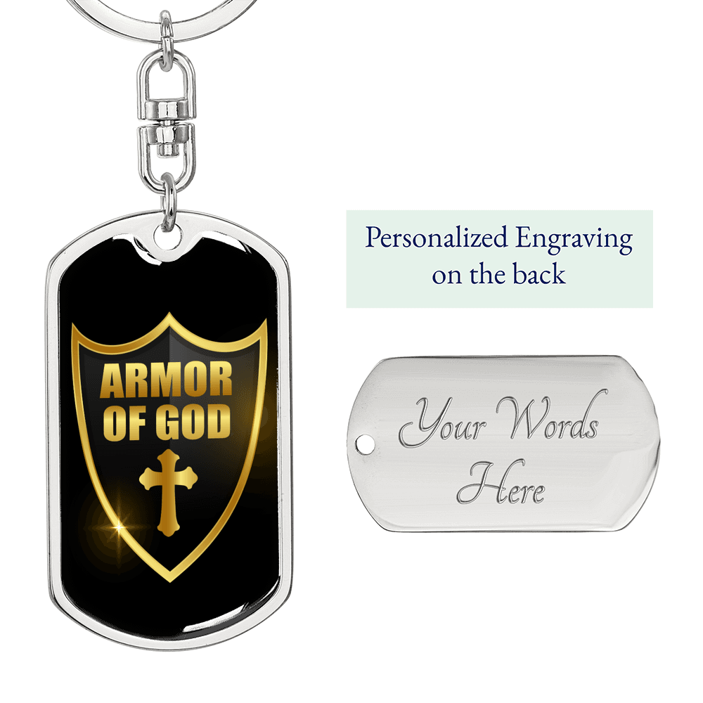 Armor Of God Swivel Keychain Dog Tag Stainless Steel or 18k Gold-Express Your Love Gifts