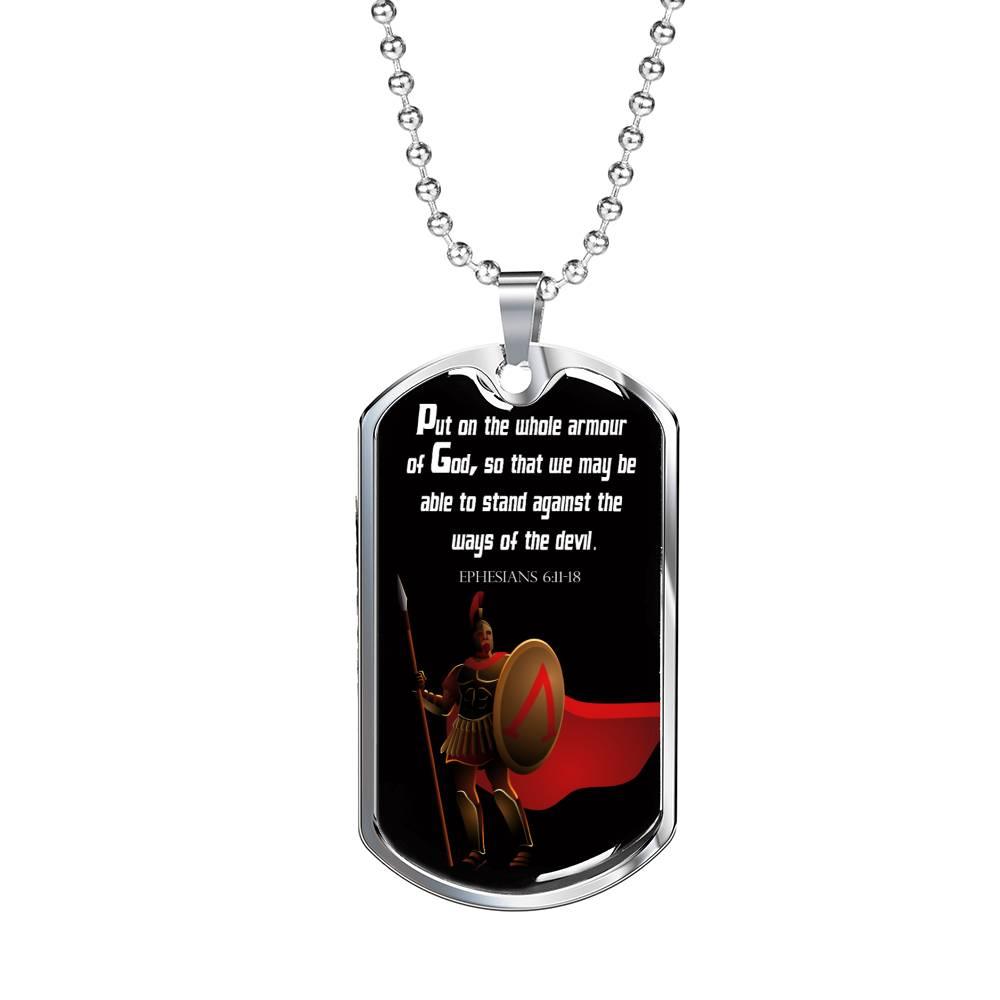 Armour Of God Stainless Steel or 18k Gold Dog Tag 24" Chain-Express Your Love Gifts