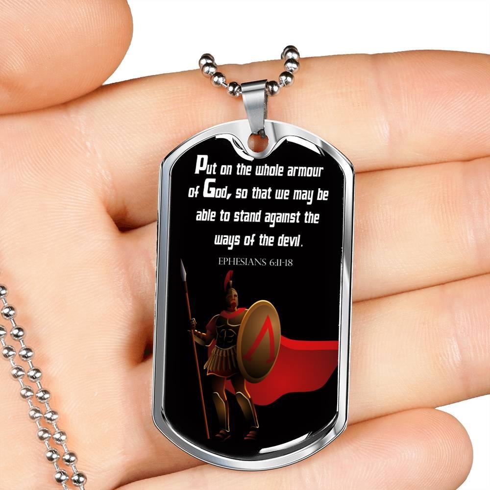 Armour Of God Stainless Steel or 18k Gold Dog Tag 24" Chain-Express Your Love Gifts
