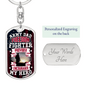 Army Dad Hero Keychain Stainless Steel or 18k Gold Dog Tag Keyring-Express Your Love Gifts