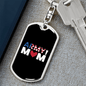 Army Mom Heart Keychain Stainless Steel or 18k Gold Dog Tag Keyring-Express Your Love Gifts