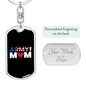Army Mom Heart Keychain Stainless Steel or 18k Gold Dog Tag Keyring-Express Your Love Gifts