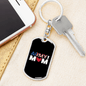Army Mom Heart Keychain Stainless Steel or 18k Gold Dog Tag Keyring-Express Your Love Gifts