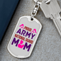Army Mom Keychain Stainless Steel or 18k Gold Dog Tag Keyring-Express Your Love Gifts