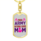 Army Mom Keychain Stainless Steel or 18k Gold Dog Tag Keyring-Express Your Love Gifts