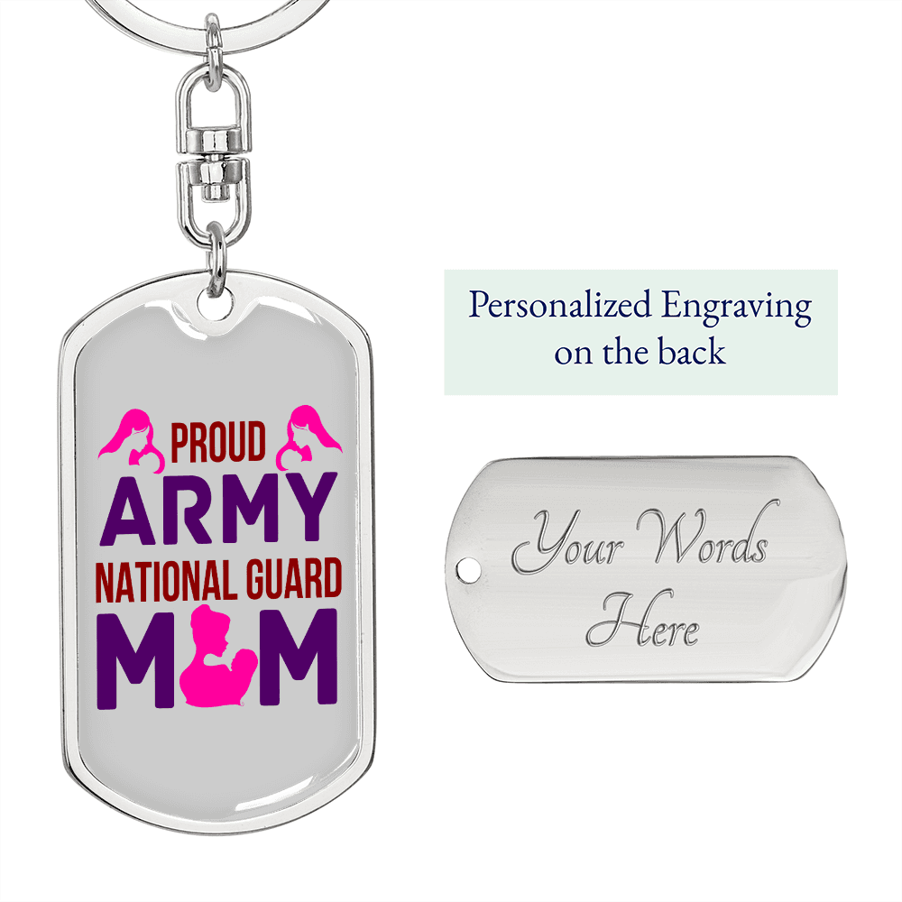 Army Mom Keychain Stainless Steel or 18k Gold Dog Tag Keyring-Express Your Love Gifts