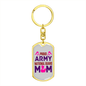 Army Mom Keychain Stainless Steel or 18k Gold Dog Tag Keyring-Express Your Love Gifts