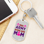 Army Mom Keychain Stainless Steel or 18k Gold Dog Tag Keyring-Express Your Love Gifts