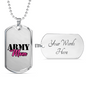 Army Mom Necklace Stainless Steel or 18k Gold Dog Tag 24"-Express Your Love Gifts