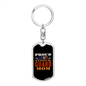 Army National Guard Mom US Flag Keychain Stainless Steel or 18k Gold Dog Tag Keyring-Express Your Love Gifts