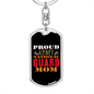 Army National Guard Red Orange Mom Keychain Stainless Steel or 18k Gold Dog Tag Keyring-Express Your Love Gifts