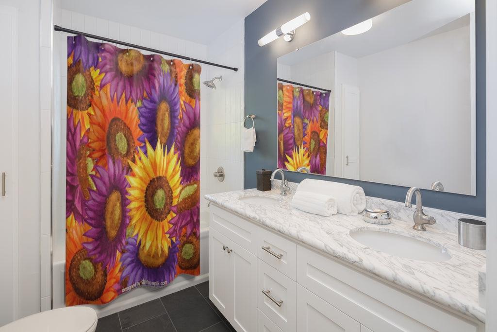 Artistic Colors Sunflowers Stylish Design 71" x 74" Elegant Waterproof Shower Curtain for a Spa-like Bathroom Paradise Exceptional Craftsmanship-Express Your Love Gifts