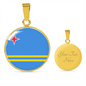 Aruba Flag Necklace Circle Pendant Stainless Steel or 18k Gold 18-22"-Express Your Love Gifts
