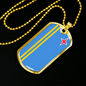 Aruba Flag Necklace Stainless Steel or 18k Gold Dog Tag 24" Chain-Express Your Love Gifts