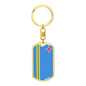Aruba Flag Swivel Keychain Dog Tag Stainless Steel or 18k Gold-Express Your Love Gifts