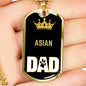 Asian Cat Dad Necklace Stainless Steel or 18k Gold Dog Tag 24" Chain-Express Your Love Gifts