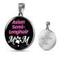 Asian Semi-Longhair Cat Mom Circle Necklace Stainless Steel or 18k Gold 18-22"-Express Your Love Gifts