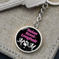 Asian Semilonghair Cat Mom Keychain Stainless Steel or 18k Gold Circle Pendant-Express Your Love Gifts