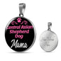 Asian Shepherd Dog Mama Necklace Circle Pendant Stainless Steel or 18k Gold 18-22" Dog Mom Pendant-Express Your Love Gifts