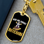 Ask Me About Bitcoin Astronaut Crypto Keychain Stainless Steel or 18k Gold Dog Tag Keyring-Express Your Love Gifts