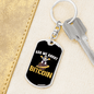 Ask Me About Bitcoin Astronaut Crypto Keychain Stainless Steel or 18k Gold Dog Tag Keyring-Express Your Love Gifts