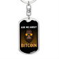 Ask Me about Bitcoin Gorilla Crypto Keychain Stainless Steel or 18k Gold Dog Tag Keyring-Express Your Love Gifts