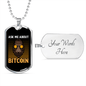 Ask Me About Bitcoin Gorilla Crypto Necklace Stainless Steel or 18k Gold Dog Tag 24" Chain-Express Your Love Gifts