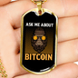 Ask Me About Bitcoin Gorilla Crypto Necklace Stainless Steel or 18k Gold Dog Tag 24" Chain-Express Your Love Gifts