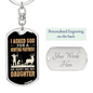Asked God For Hunting Partner Keychain Stainless Steel or 18k Gold Dog Tag Keyring-Express Your Love Gifts