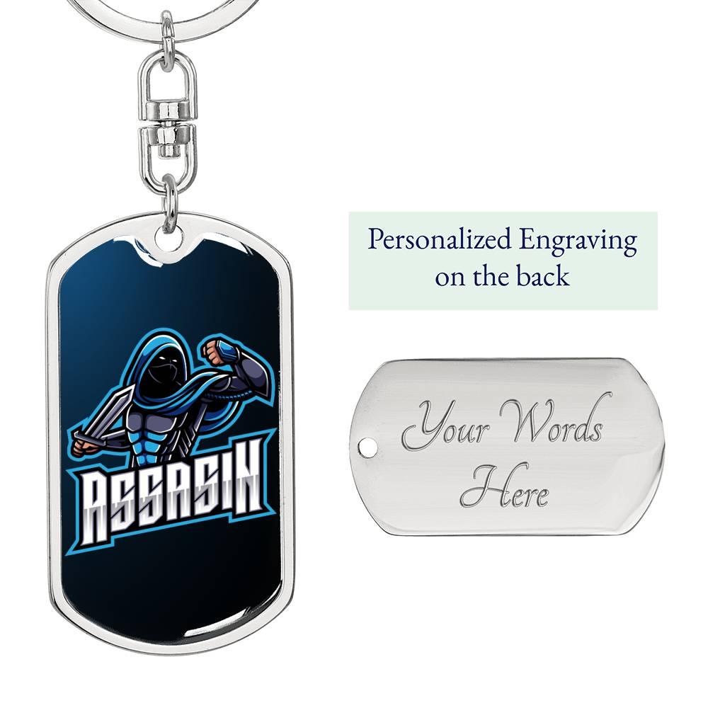 Assassin Keychain Dog Tag Stainless Steel or 18k Gold-Express Your Love Gifts