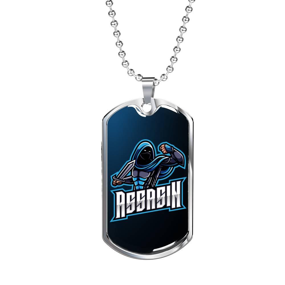Assassin Necklace Stainless Steel or 18k Gold Dog Tag 24" Chain-Express Your Love Gifts