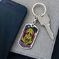 Alien Gamer Dog Tag Pendant Keychain Stainless Steel or 18k Gold-Express Your Love Gifts
