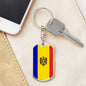 Moldova Republic Of Flag Keychain Dog Tag Stainless Steel or 18k Gold-Express Your Love Gifts